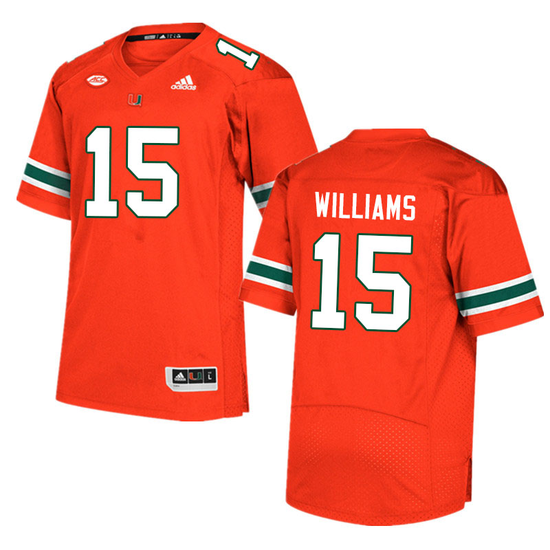 Men #15 Avantae Williams Miami Hurricanes College Football Jerseys Sale-Orange